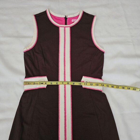 Lilly Pulitzer Women's Brown/Pink Stitching Accent Fannie Sheath Dress Sz Small - Picture 13 of 15